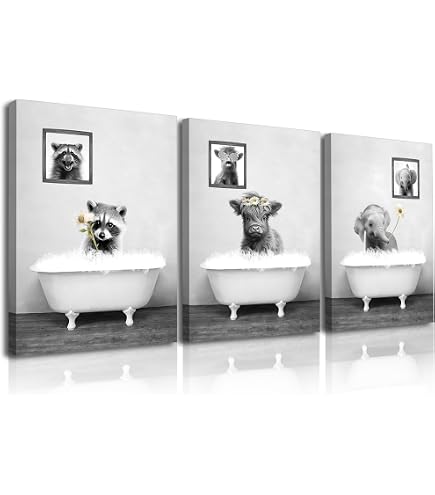 Tanyang Animali Seduti Sul Water Lettura Di Un Giornale Stampe Poster Divertente Bagno Decorazione Da Parete Immagine Scimmia Wc Pittura Murale 40X50Cm Senza Telaio