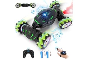 Pristar Voiture télécommandée 1:14 Stunt Car Drift Jouet 4WD 2,4 GHz 360 Rotation Voiture télécommandée avec Commande Manuelle Cadeau Garçon Enfants à partir de 5 6 8 9 10 Ans