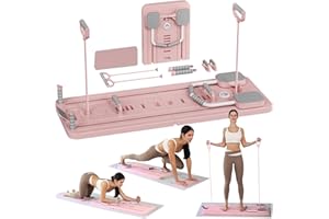ExeractFit Pilates Board - 2025 Upgraded Plegable Pilates Reformer Machine Set per Hogar Pilates Equipment Multifuncional Rodillo Abdominales Rebote Automático Home Workout(Rosa)