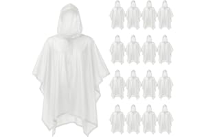 SOL 16pk Rain Poncho, Clear Waterproof Coats, Raincoats, and Capes for Adults, Women, and Men, Disposable Plastic Rain Cover, Compact and Portable, Ideal for Travel, Festivals, and Outdoor Events