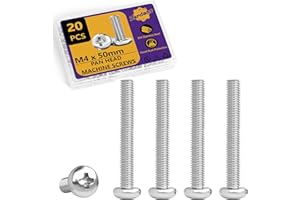 ZERDANS M4 (4mm x 50mm) Machine Screws Pan Phillips Cross Head Machine Screw Fasteners Bolt Set - 20pcs Electrical Long Socket Screws for Light Switch and Plug Sockets, Wall Plate