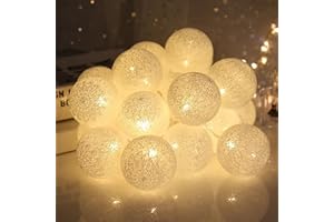 YeahBoom Guirlande Lumineuse Coton Boules Alimenté par Pile,300CM 20LED Guirlande Lumineuse Boule,pour Noël Halloween Anniversaire Mariage Chambre Enfant Fête