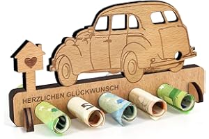 DOERFEELL Geburtstag Geldgeschenk Holz, Geldgeschenke Auto, Hochzeit Geldgeschenk, Autos Geldgeschenk Geld Geschenk Holz Deko für Freunde, Familie