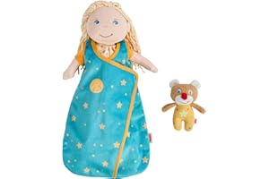 HABA Puppen-Schlafset Träum schön – Puppenschlafsack mit Mini-Teddy, für 30 cm Puppen, Waschbar bei 30°C, für Kinder ab 18 Monaten – 2011907001