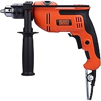 BLACK+DECKER BED550-IN 550 W, 13mm Corded Variable Speed Ergonomic Reversible Hammer Drill with Lock On Button for Home & Diy