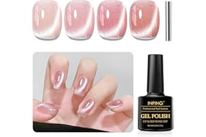 INPING Smalto Semipermanente Unghie Magnetico, 4 Colori Glitter Rosa Cristalli Cat Eye Smalti Semipermanenti per Unghie con Magnete, Smalto Unghie Soak Off UV/LED, 8 ML