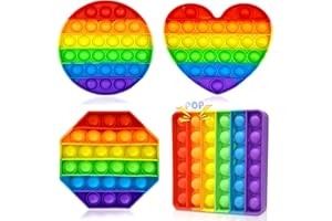 TOGETDREAM 4 Stück Pop Bubble Fidget Toys, Sensorisches Anti-Stress-Spielzeug, Sensory Fidget Toy Relief Angst Autismus, Antistress Regenbogen für Kinder und Erwachsene