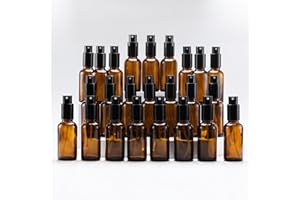 Yizhao Bottiglie Spray Vetro 30ml, Ambra Spruzzino Nebulizzatore Piccolo, per Olii Essenziali, Profumo, Pulizia, Cosmetici, Viaggio, Farmacia - 24 Pcs