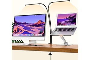 iZELL Lampa biurkowa LED, 77 diod LED, możliwość ściemniania, 3 temperatury barwowe i 10 poziomów jasności, 70 cm, elastyczna łabędzia szyja z klipsem obrotowym, lampa zaciskowa, lampa biurowa, lampa