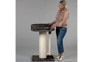 RHRQuality Arbre a Chat XXL geant - Chartreux - griffoir Arbres pour Grand Gros Chats Maine Coon Solide à Grande Taille Original Design Moderne de Luxe Adulte (Taupe)