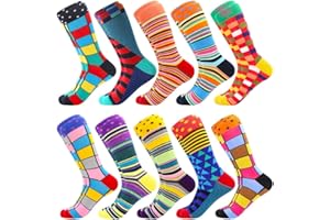 BONANGEL Chaussettes amusantes pour homme, colorées et amusantes à motifs, en coton peigné, chaussettes de bureau, mi-mollet cool, design unique et frappant