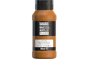 Liquitex 8870407 Basics Fluid - Peinture acrylique à consistance fluide, à séchage rapide, résistante à la lumière, imperméable, à base d'eau, Flacon de 118 ml, Terre de Sienne Naturelle