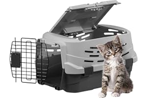 Iris Ohyama 1 pièce 36.5L Caisse de Transport Chat Cage Transport Chat BPA-Frei Robuste légère pour Voiture Bus Animaux Plastique boîte Rangement Gain de Place Durable, 48×30.5×25cm, UPC-490