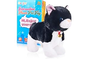 MARSJOY Interaktives Plüsch-Roboter, Katze, Plüsch, Roboter, Spielzeug, Barking Meow Kätzchen, Berührungskontrolle, elektronisches Katzen-Haustier, Katzen-Spielzeug, H: 20.3 cm, B: 12.7 cm.