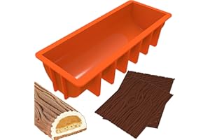 webake Moule Buche de Noel Silicone avec 2 Tapis en Silicone Moule Bûche Moule à Gâteau de Noël, 32 x 13,2 x h7,5 cm