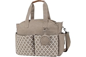 Perfeclan Baby Changing Bag with Nappy & Diaper & Bottle Bag - Adjustable Large Shoulder Tote for Women, Khaki