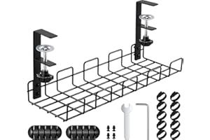 Efanty Under Desk Cable Management Tray Keep Desk Cables Tidy, No Drill, Black