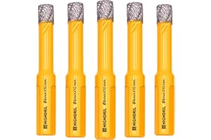 HIGHDRIL 5 brocas de núcleo de diamante, diámetro de 8 mm, sierra perforadora soldada al vacío para hormigón granito, mármol, vidrio, porcelana, ladrillo, vástagos triangulares