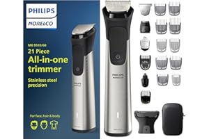 Philips Norelco Multigroom MG9510/60 - Kit de aseo para hombre, 9000-21 piezas, para barba, cuerpo, cara, nariz, orejas, recortadora de pelo con estuche de almacenamiento premium, MG9510/60