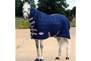 WeatherBeeta ComFiTec 210d Channel Quilt Combo Neck Medium/Lite Horse Rug, Navy/Silver/Red, 6'0