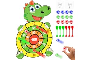 ‎FOHYLOY Dinosaurier Wurfspiel Dartscheibe, Kinder Klett Dartscheibe Mit 12 klebrigen Bällen und 6 Dart, Dinosaurier Spielzeug für 3-9, Geburtstags Geschenke für Kinder