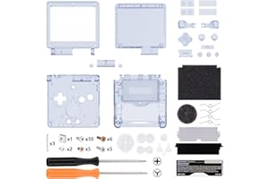 eXtremeRate Full Gehäuse für Nintendo Gameboy Advance SP,IPS Ready Upgraded Hülle & Taste Case Cover Shell Abdeckung Buttons für gba Konsole IPS&Standard LCD(KEIN Konsole&Platine)–Clear Gletscherblau