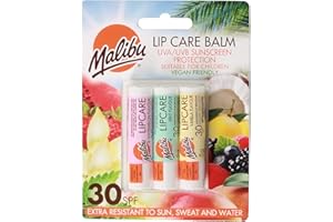 MALIBU Baume à lèvres SPF 30 crème solaire, pastèque, menthe et vanille, 3 x 5 g