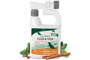 Vet's Best Flea and Tick Yard & Kennel Spray, Dog Flea Spray that Kills Fleas, Mosquitoes, & Ticks, Plant-Based Ingredients, Plant Safe Ready-to-Use Hose Attachment, 32 fl oz