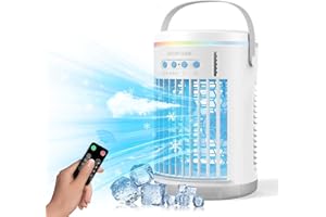 TIPTOP HOME Enfriador de Aire, Aire Acondicionado Portatil con 3 Velocidades de Viento y 2 Modos de Pulverización y Control Remoto, Aires Acondicionados Móviles, Humidificador y Purificador Para el Hogar