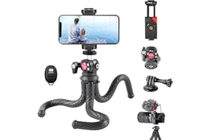 ULANZI FT-01 mini statyw do aparatu komórkowego, elastyczny, selfie stick z pilotem zdalnego wyzwalania Bluetooth, Cold Shoe Mount, głowica śrubowa 1/4", obracana o 360°, do aparatów cyfrowych iPhone