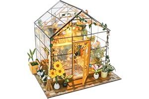 HIGSPE Miniatura Casa Fai Da Te Kit, 3D Puzzle con Mobili e Luce LED in Legno, Fiore Sunshine Casa Delle Bambole di Creatività, Costruzione di Modellini per Bambini e Adulti