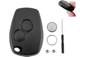GLOUVDEYZ For Renault Trafic Key Case For Renault Master Key Fob 2 Button Kangoo and Opel Vivaro Movano and Dacia Logan Duster Sandero and Nissan Interstar Car Key Fob Case Battery CR2016