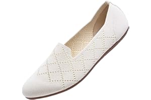 Puxowe Damen Ballerina Flache Schuhe Runde Zehe Strick Kleid Schuhe Niedriger Keil Slip On Ballerina Walking Flats Schuhe für Frauen Bequem Weich