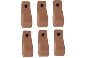 Brute Strength - Poignées en cuir pour meubles - Taupe - 6 pcs - 16,5 x 2,5 cm - Poignée de meuble, Poignée de porte pour cuisine, salle de bain, armoires, commode, bois