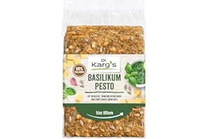 ‎DR KARG Dr. Karg’s Knäckebrot Basilikum Pesto - knusprig, vegetarisch, mit Bergkäse & Basilikum, reich an Ballaststoffen, 100% Vollkorn & ohne Zusatzstoffe, 10x200g