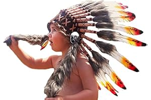 KARMABCN Sombrero Indio de 2-5 años Niño/Niña: 3 Colores Indian Headdress 20,5 Inch. - 52 cm
