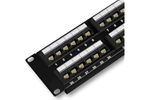 FIBAsource 48 port Cat6 Patch Panel 10G Support, Network Patch Panel UTP 19 Inch, Wallmount 2U Ethernet Patch Panel Punch Down Block for Cat6, Cat5e, Cat5 Cabling (48 port)