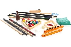 Wiltec Biljard tillbehörssats med 4 köer, 16 biljardbollar, 12 kritor, 1 köställ, 2 trianglar m.m. komplettsats för pool