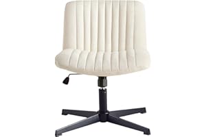 ‎SEPNINE Bürostuhl ohne Armlehnen,Höhenverstellbar Armloser Schreibtischstuhl,Wippfunktion,Gekreuzten Komfortable Drehstuhl,Ergonomischer Schminkstuhl,360° Schneidersitz (Leinen, Beige Leinen)