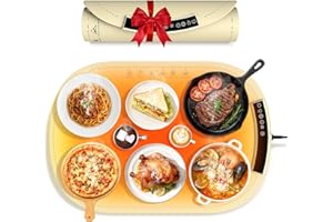 ‎MQFORU MQFORU Warmhalteplatte für Speisen, Silikon Speisenwärmer Buffetwärmer, Wärmeplatte Essen mit 7 Temperatureinstellungen, 4-Stunden-Timer & Sicherheitssperre, Öl- und Fettbeständig