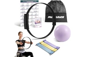 PALECLOUDS Pilates Ring Set, Pilates Equipment Kit with Magic Circle, Yoga Ball, Bands, Training Poster & Portable Bag, Double Handle Pilates Hoop for Women Home Fitness, Kegel Exercise, Arms & Legs Toning