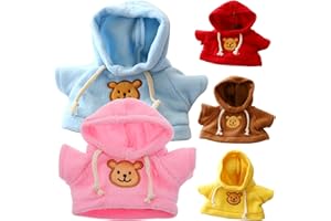XJKLBYQ Bear Clothes,Tee Bear Hoodie Fit 6-8 Inches Bears,5Pcs Bear Hoodie Sweaters, Cute Stuffed Animals Clothes for DIY Dressing Bear Toy