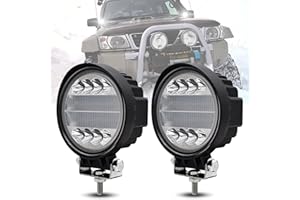 Dinfu 72W Faro da Lavoro, Round Offroad Flood lumière riflettore faro da lavoro leggero faro fendinebbia a LED luce di marcia diurna per 4x4 SUV ATV camion barca trattore