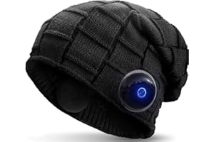 WUEAOA Cappello Bluetooth Uomo Donna,Idee Regalo Natale Invernali,Berretto Bluetooth 5.1 Musica Cappello con Cuffie Stereo e Microfono Viva Voce,Cappello Invernale per Gli Sport all'Aria Aperta