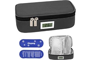 Vusmer Insulin Cooler Travel Case with Temperature Display Insulin Pen Case Waterproof Grey Cotton Medical Case