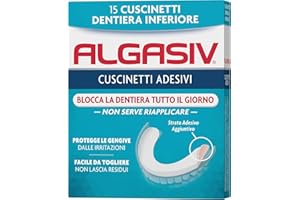Algasiv Cuscinetti Adesivi Per Dentiera Inferiore, Dura Tutto Il Giorno, Tenuta 20 Volte Più Forte, 15 Pezzi