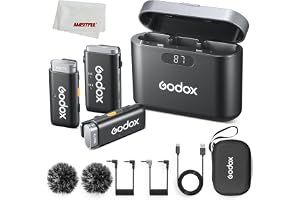 GODOX 2,4 GHz trådlöst mikrofonsystem WEC-kit 2, oisecancellation med ett klick, exceptionell ljudkvalitet, digital batteriskärm, max 200 m Los Range