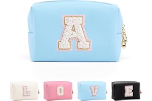 Anntry Trousse da Borsa, Borsa Toilette Personalizzata con Cerniera, Multifunzionale per Trucchi in Pelle PU, Per Donne e Ragazze (A-Z)