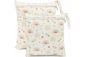 FenFang Wetbag Kindergarten - Bolsa para pañales, 2 unidades, impermeable, reutilizable (sol amarillo)