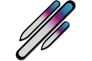 Mont Bleu Conjunto de 3 limas de uñas de cristal de color en estuche de terciopelo negro, vidrio templado checo auténtico, Garantía de por vida | Fabricado a mano en la República Checa